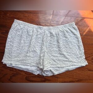 White Lace Pom-Pom Trim Sleep Shorts